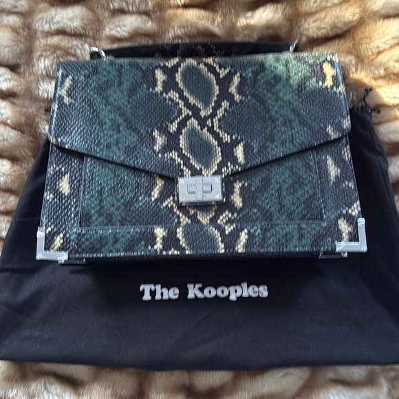 New Kooples Maxi GREEN AND BLACK PYTHON EMILY BAG - Picture 6 of 14